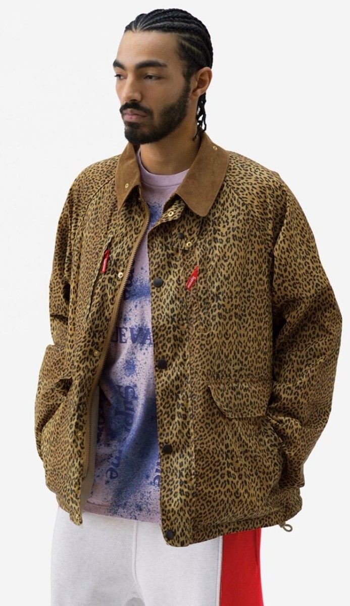 Supreme Barbour Spey Waxed Cotton Field Jacket Leopard new w tags